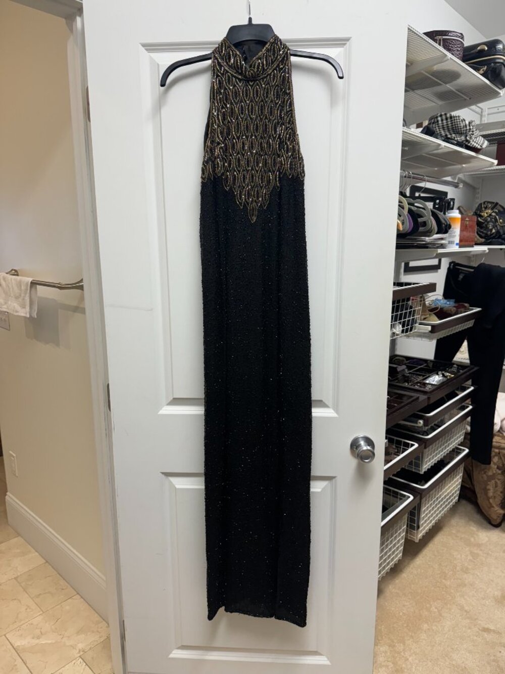 Lawrence Kazar silk sequined dress.